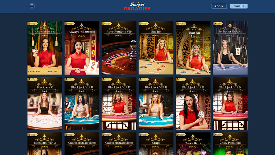 Jackpot Paradise Casino Live Dealer Desktop