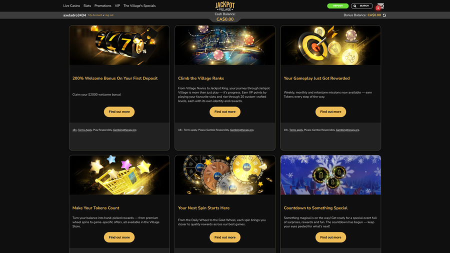 Jackpot Village Casino Promotions Desktop