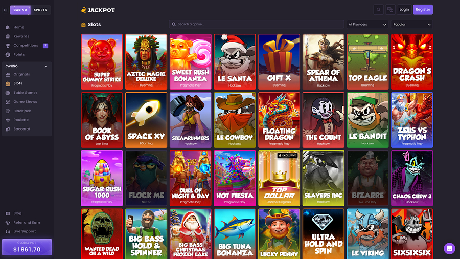 Jackpot.bet Casino Games Desktop