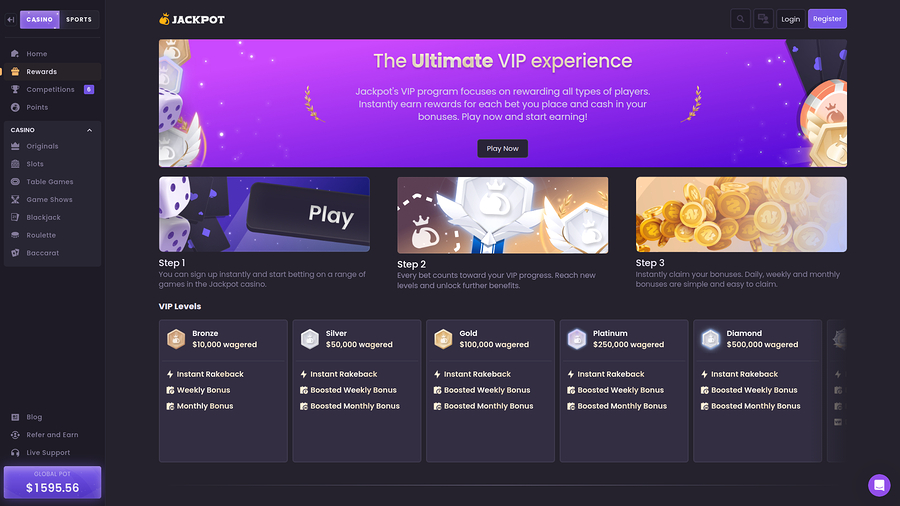 Jackpot.bet Casino Desktop VIP Program