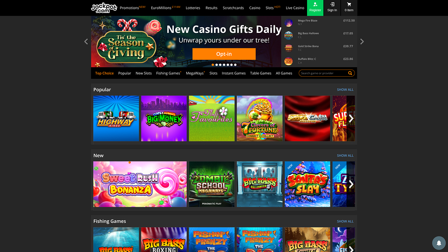 Jackpot.com Casino Games Desktop