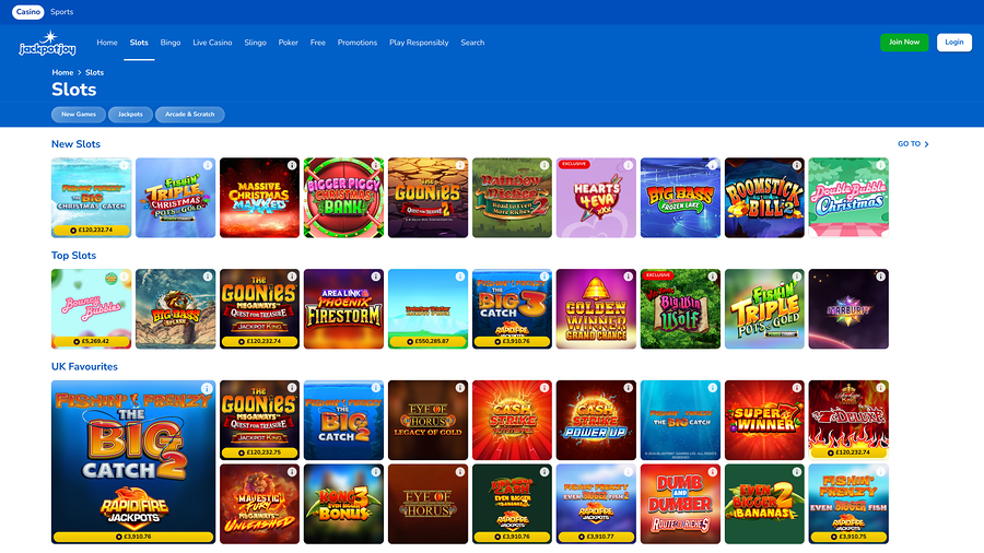 Jackpotjoy Casino Games Desktop