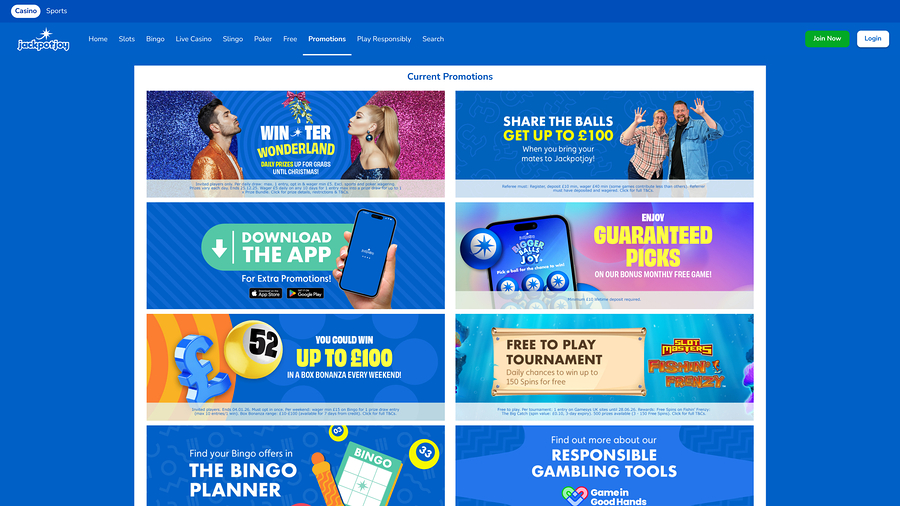 Jackpotjoy Casino Promotions Desktop