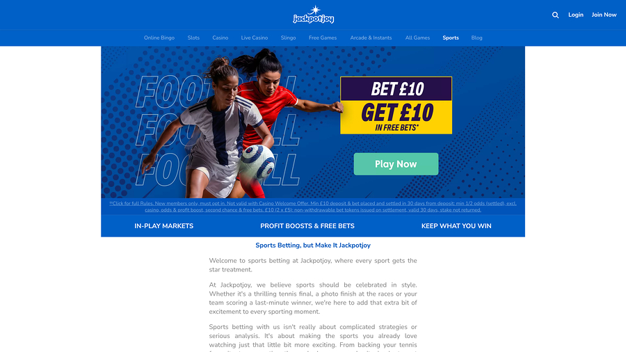 Jackpotjoy Casino Sports Desktop