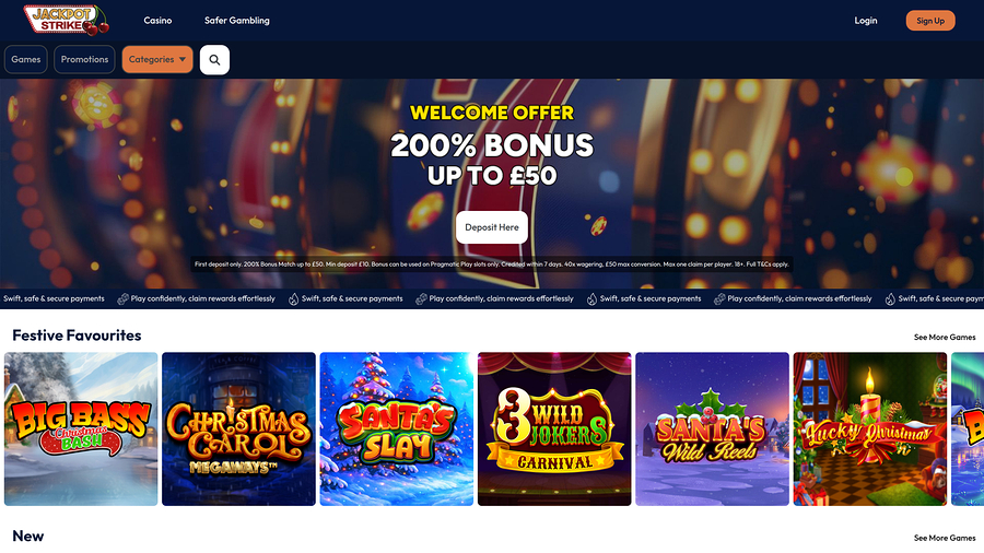 Jackpotstrike Casino Homepage Desktop