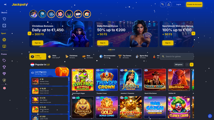 Jackpoty Casino Homepage Desktop