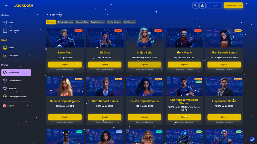 Jackpoty Casino Promotions Desktop