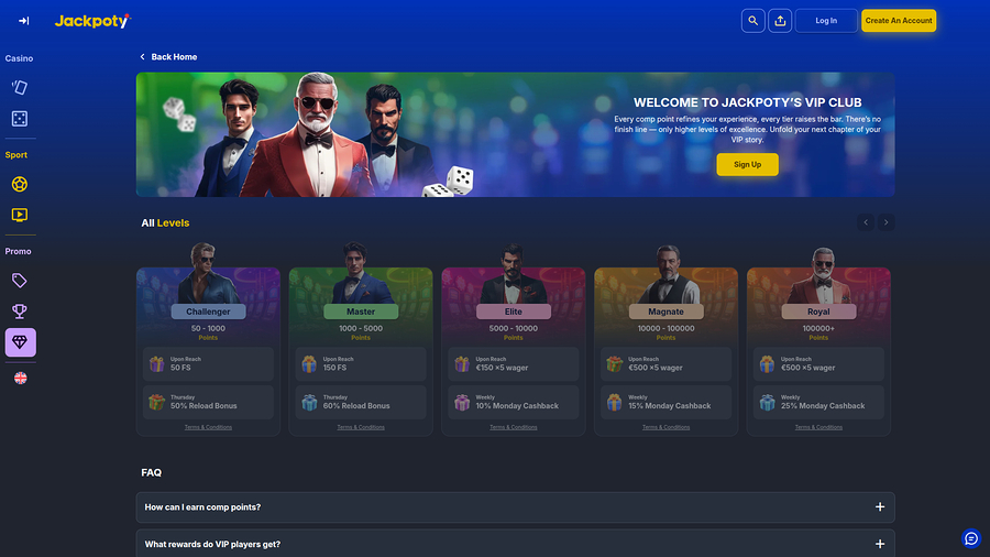Jackpoty Casino Desktop VIP Program