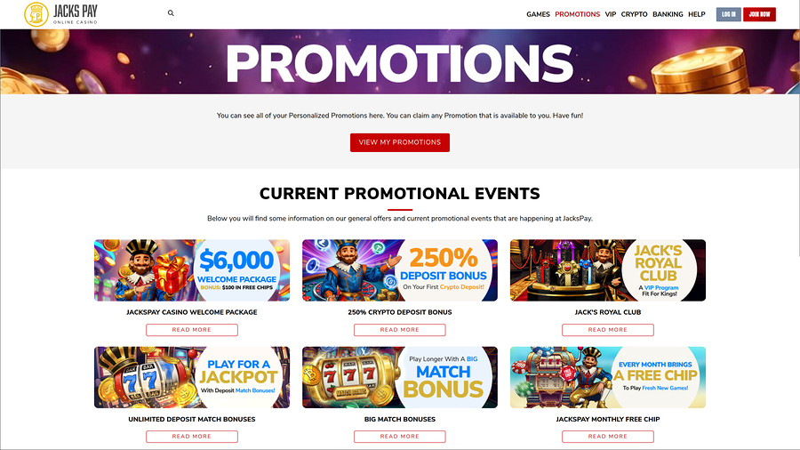 Promociones de escritorio de JacksPay Casino