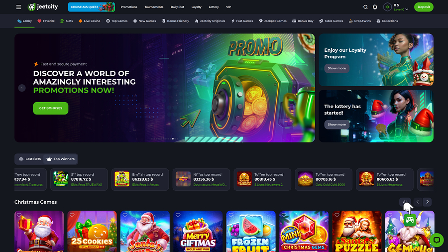 Jeetcity Casino Homepage Desktop