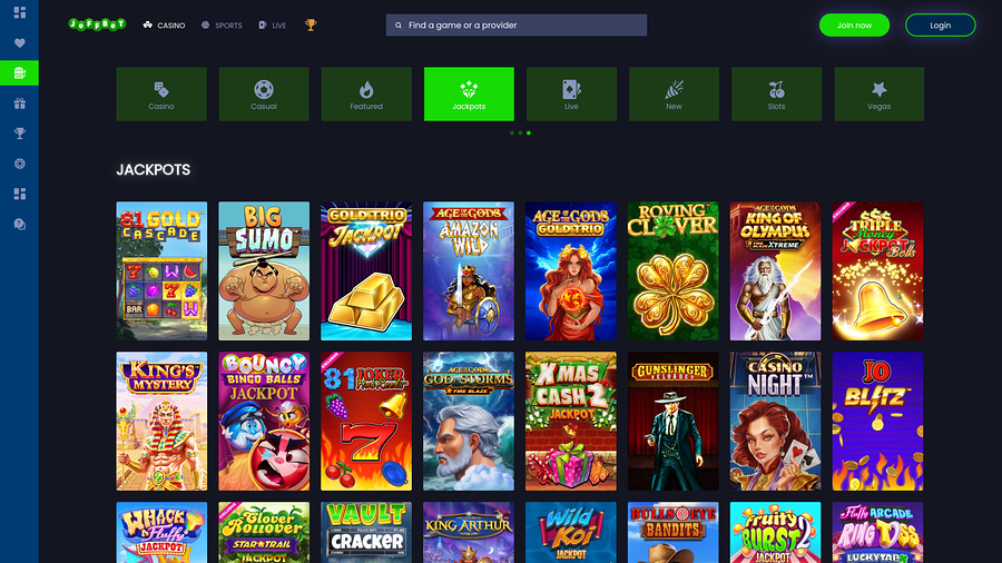 Jeffbet Casino Jackpot Desktop