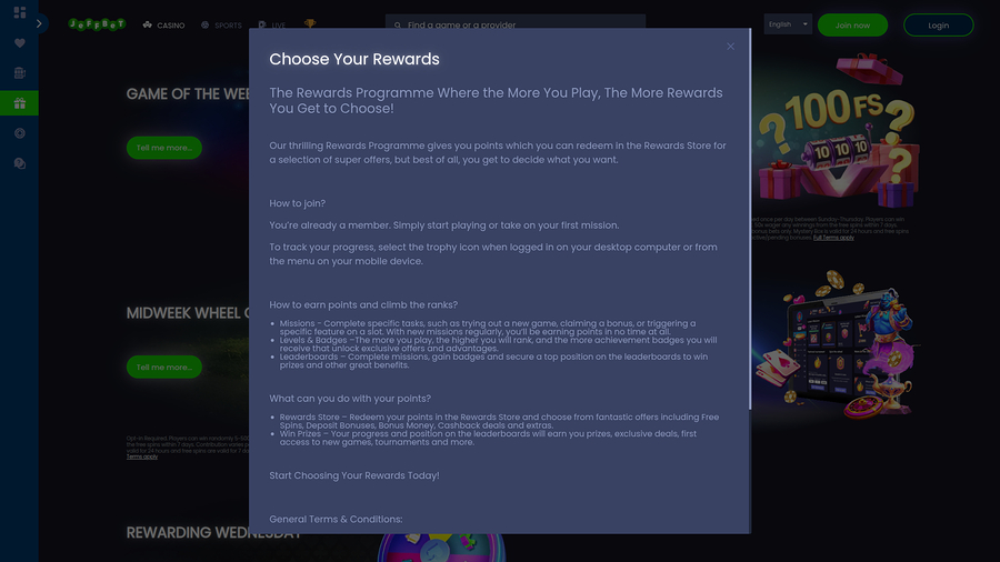 JeffBet Casino Desktop VIP Program