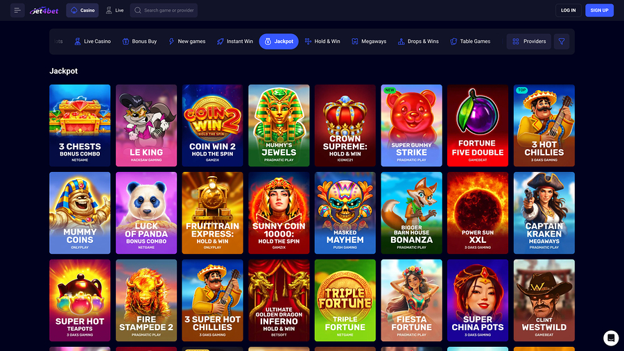 Jackpot de escritorio del casino Jet4bet