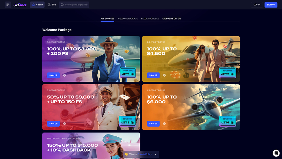 Promociones de escritorio del casino Jet4bet