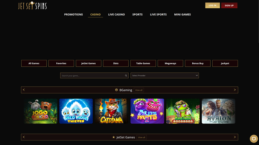 JetSetSpins Casino Desktop Games