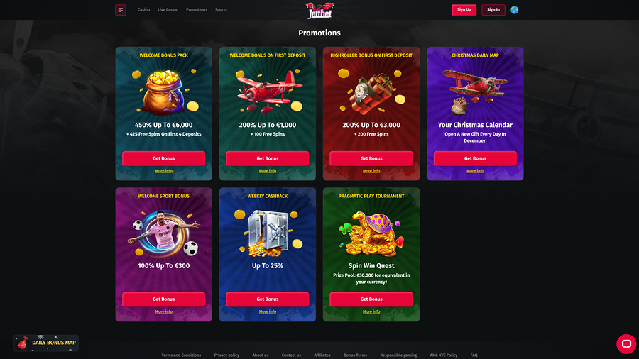 Jettbet Casino Promotions Desktop