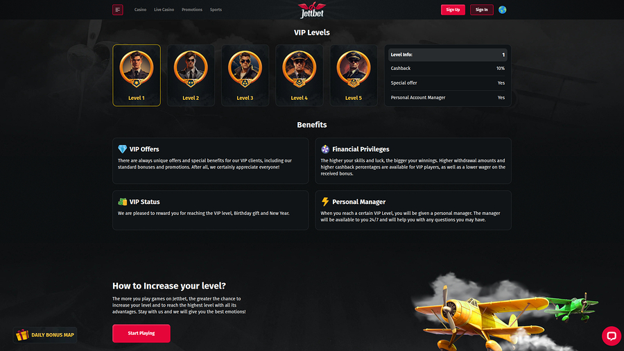Jettbet Casino Desktop VIP Program