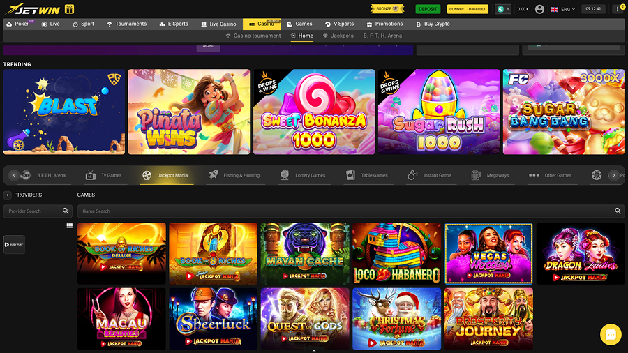 Jetwin Casino Jackpot Desktop
