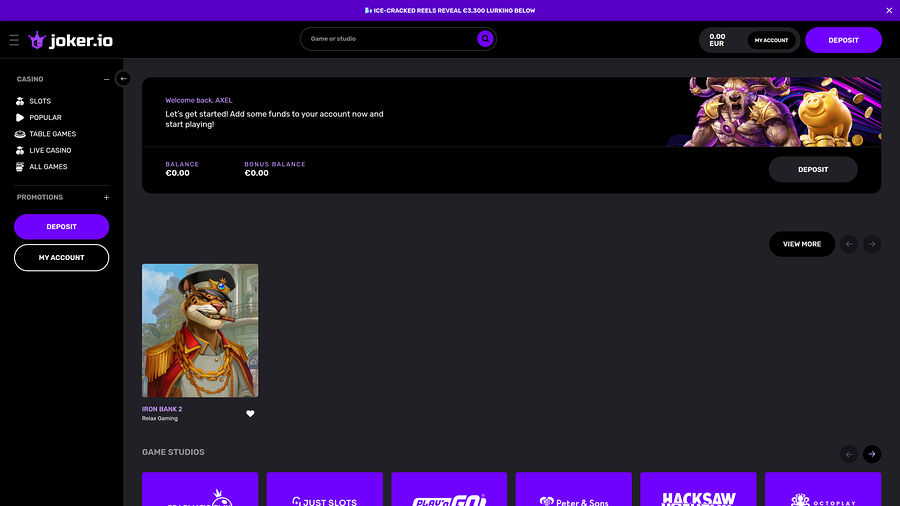Joker.io Homepage Desktop