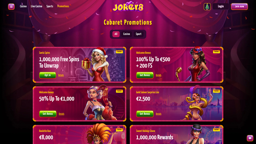 Joker8 Casino Promotions Desktop