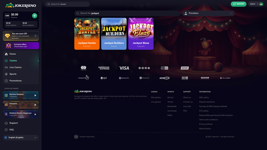 Jokersino Jackpot Desktop