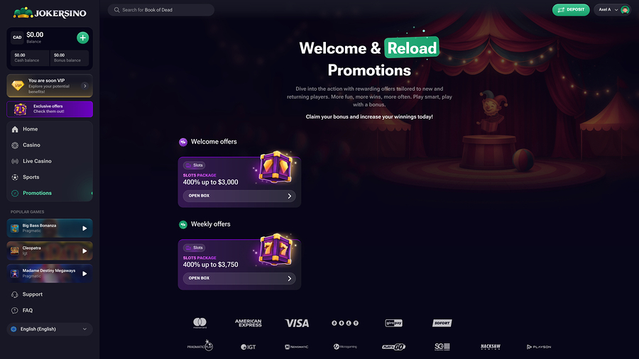 Jokersino Promotions Desktop