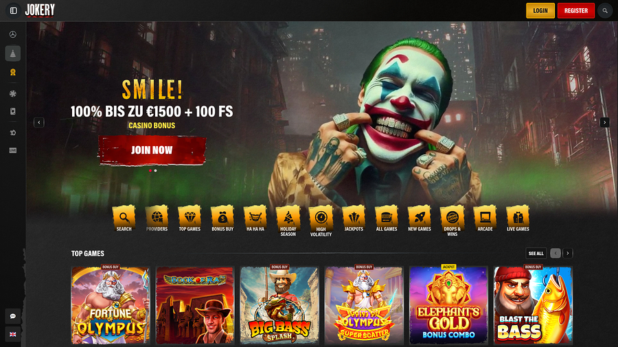 Jokery Casino Desktop Homepage