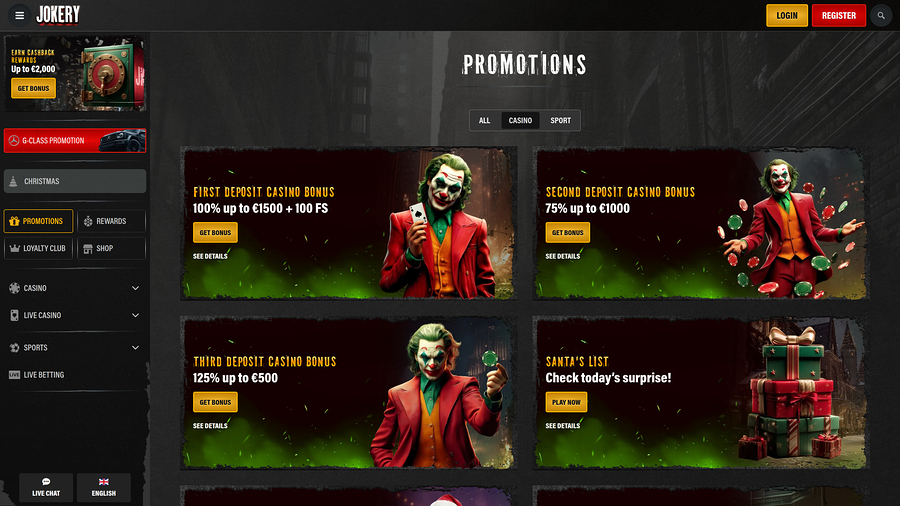 Jokery Casino Desktop Promotions