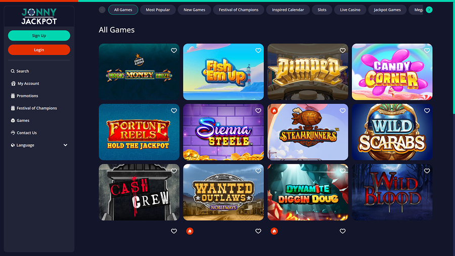 Jonny Jackpot Casino Games Desktop