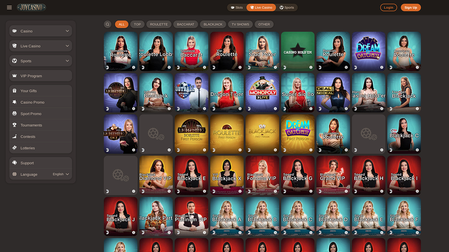 Joy Casino Desktop live dealer