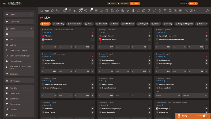 Joy Casino Desktop Live sports
