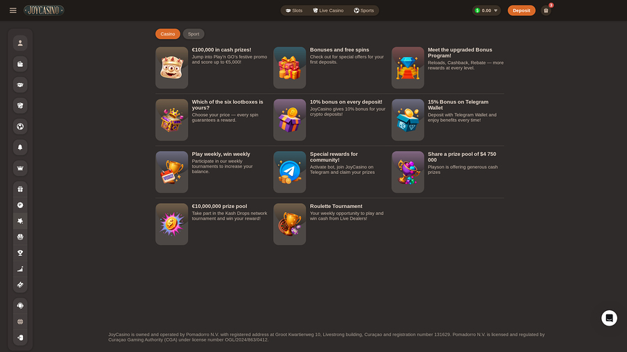 Joy Casino Desktop Promotions