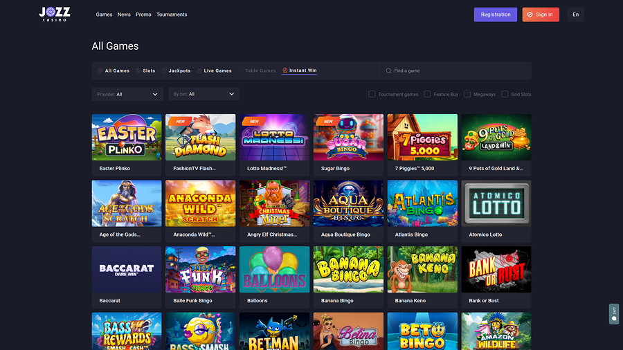 Jozz Casino Desktop Instant Win