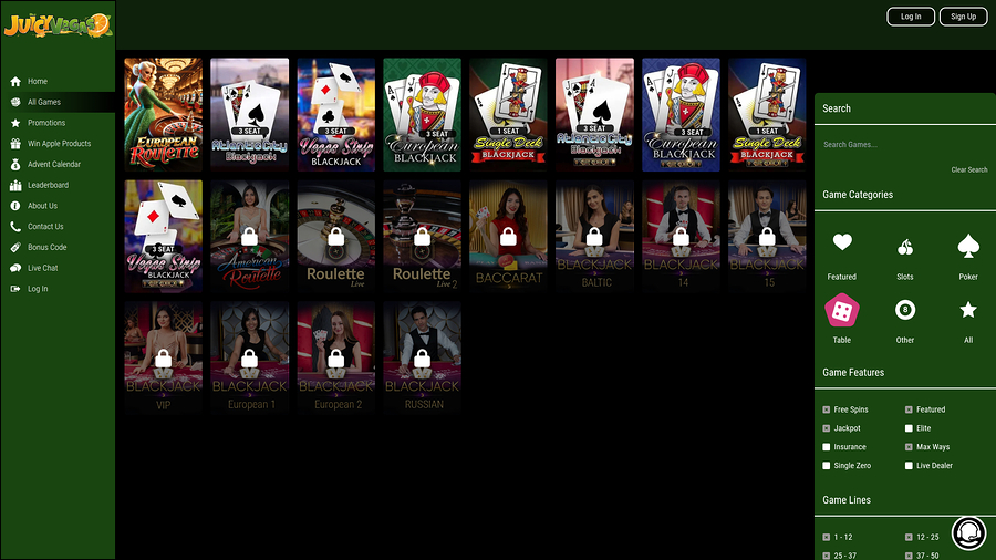 Juicy Vegas Casino Desktop Live dealer