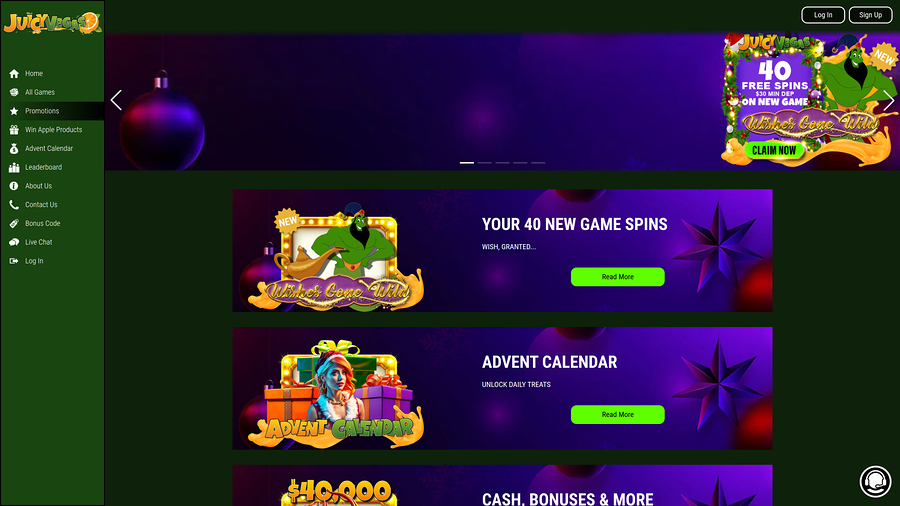 Juicy Vegas Casino Desktop Promotions