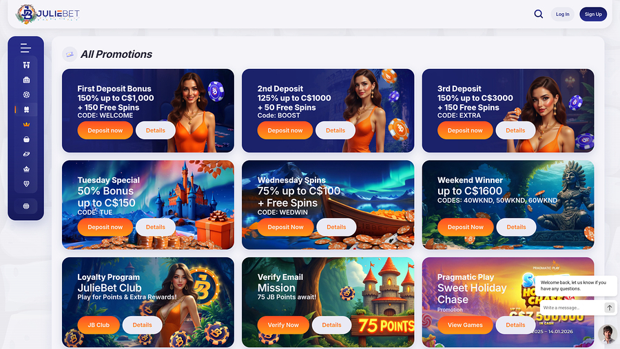 Juliebet Casino Desktop Promotions