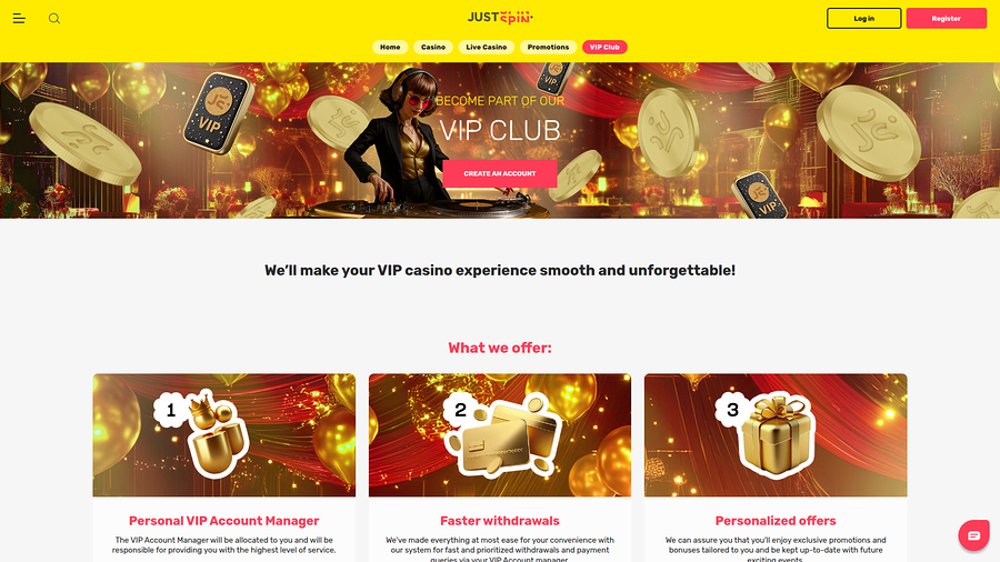 Justspin Casino Desktop VIP Program