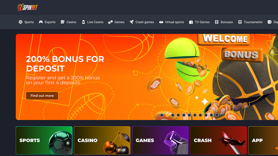 JVSPINBET Casino Desktop Homepage