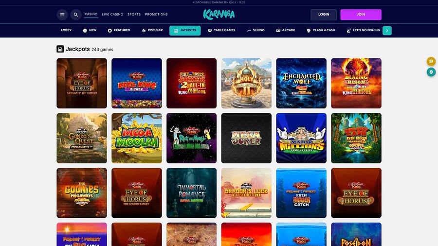 Karamba Casino Jackpot Desktop