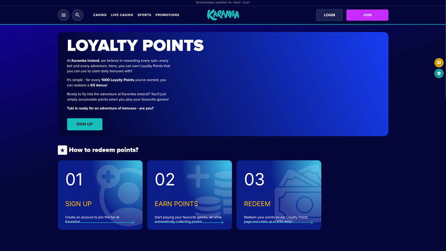 Karamba Casino Desktop VIP Program