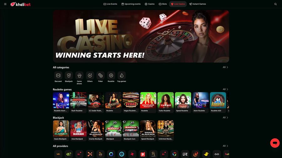 Casino Kheli Bet con crupier en vivo para escritorio