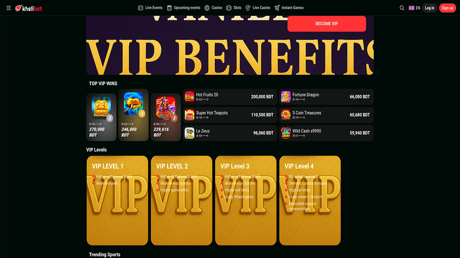 VIP de Kheli Bet Casino para Escritorio
