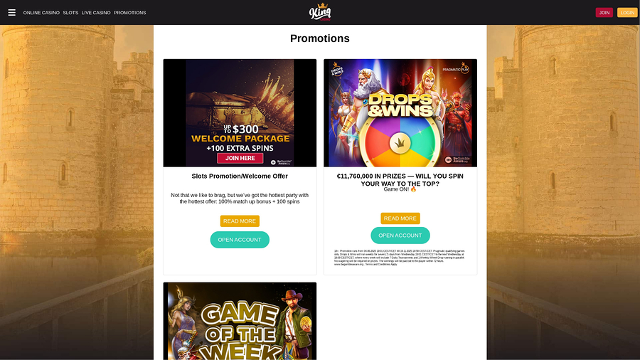 King Casino Promotions Desktop