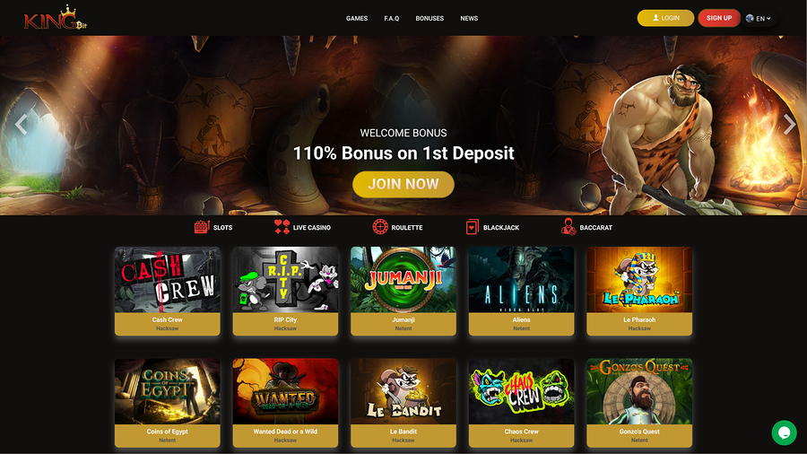 KingBit Casino Homepage Desktop
