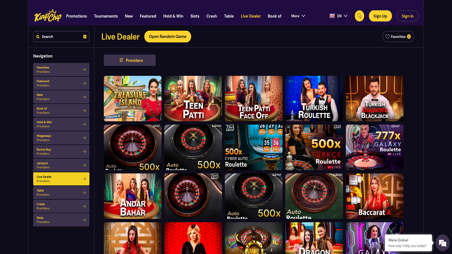 Live Dealer screenshot of King's Chip Casino for Desktop