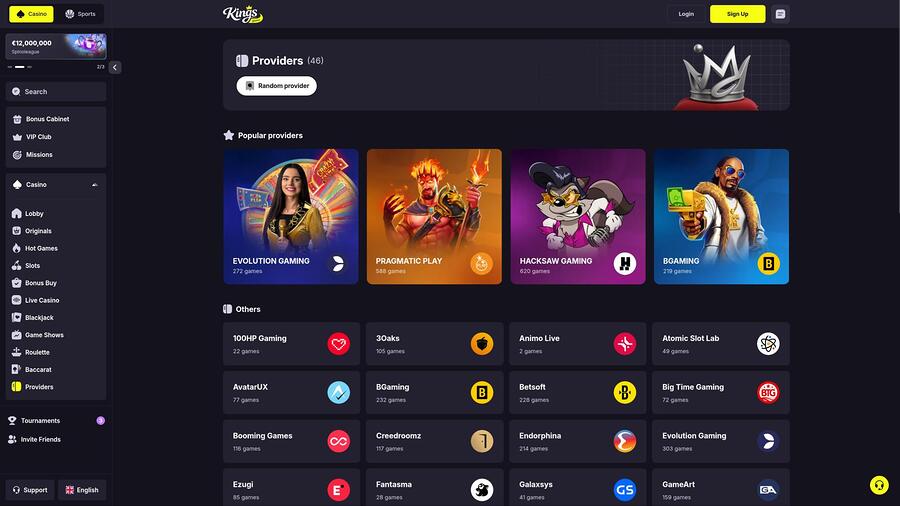 Kings Game Casino game developers page