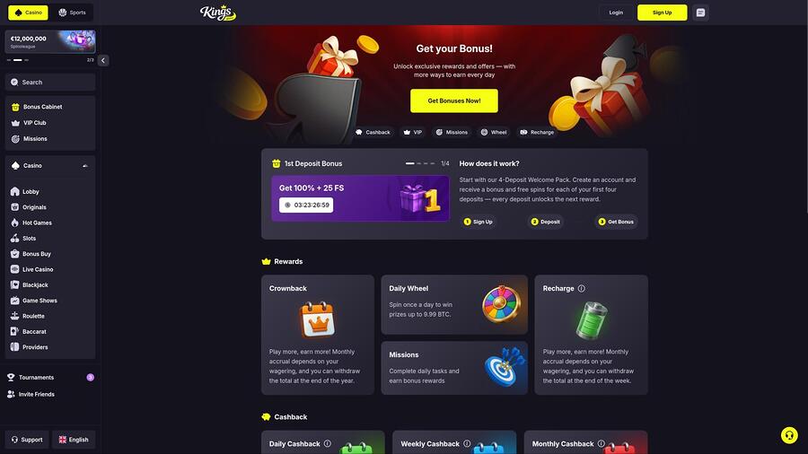 Kings Game Casino promotions page