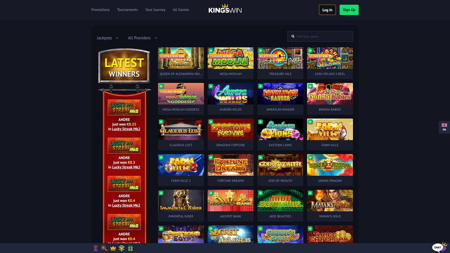 KingsWin Casino Desktop Jackpot