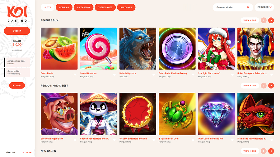 Koi Casino Desktop Games