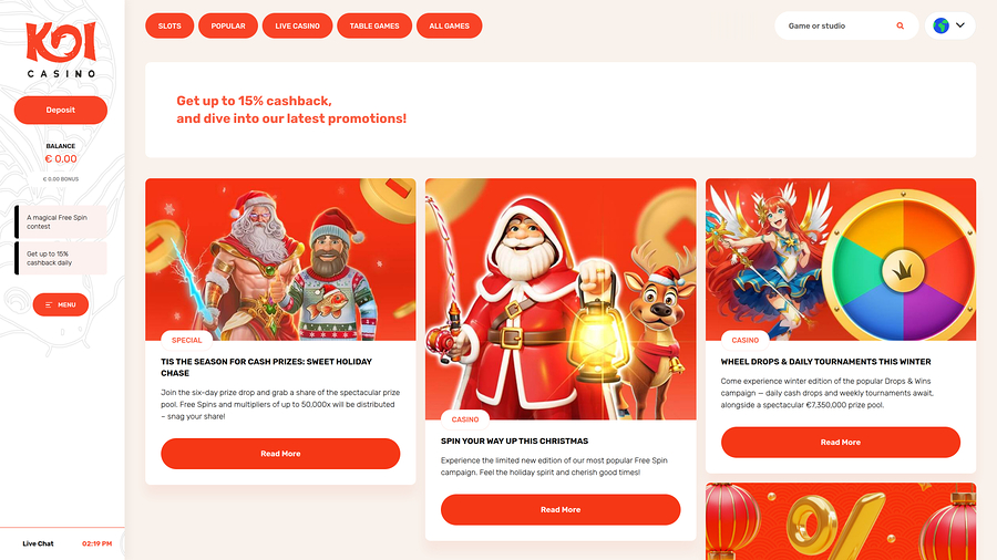 Koi Casino Desktop Promotions